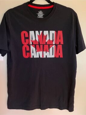 Men's Black Canada Graphic Tee - Red & White Print